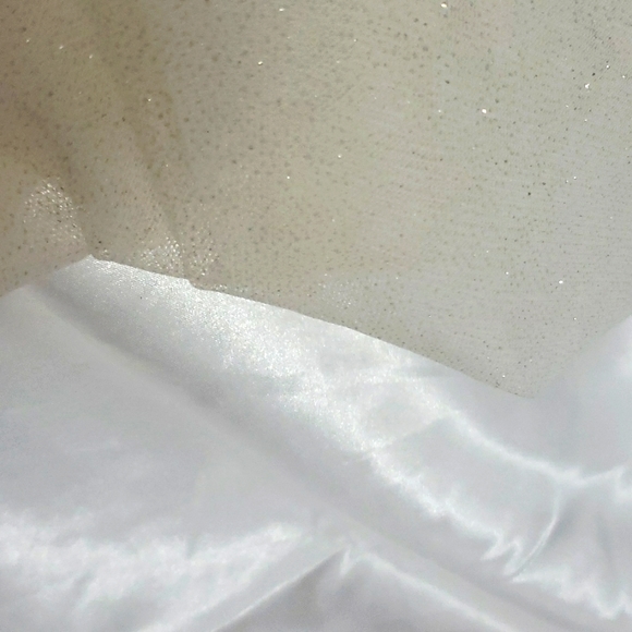 Ivory Sparkly Beaded Plunge Prom Evening Wedding Gown - Picture 9 of 11